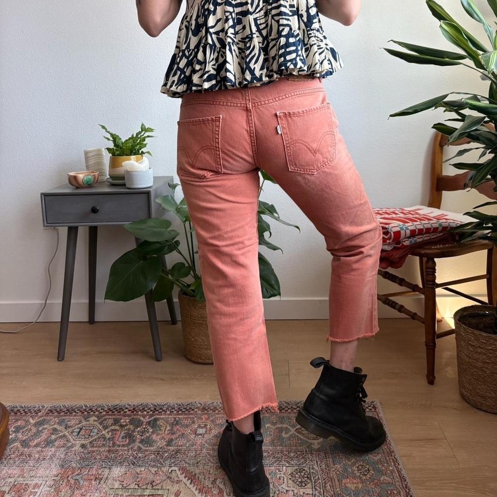 Levis 511 Slim Fit Salmon Pink Raw Hem Denim Jeans 29x24 Coral